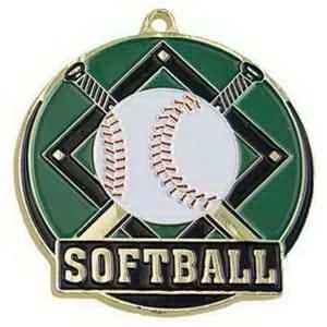 2" Bright Gold Softball High Tech Medallion
