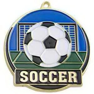 2" Bright Gold Soccer High Tech Medallion