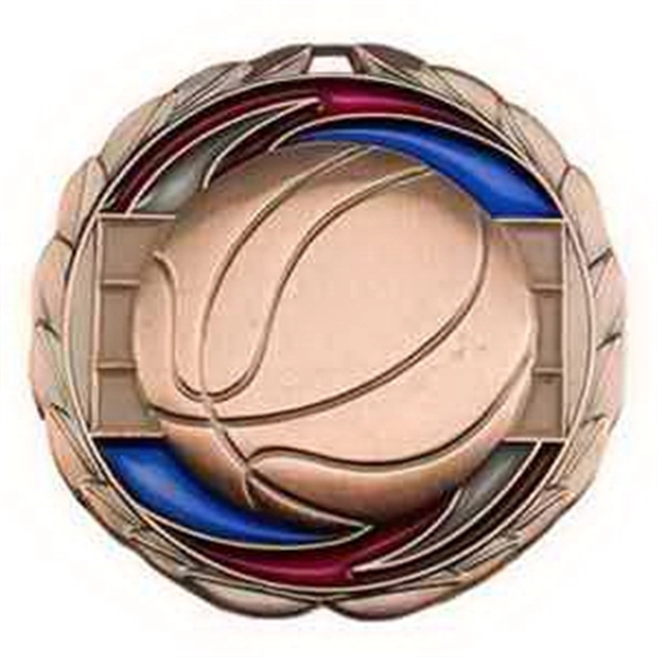 2 1/2" Basketball Color Epoxy Medallion - Image 1