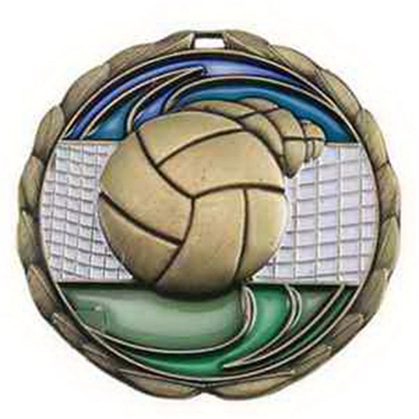 2 1/2" Volleyball Color Epoxy Medallion - Image 1