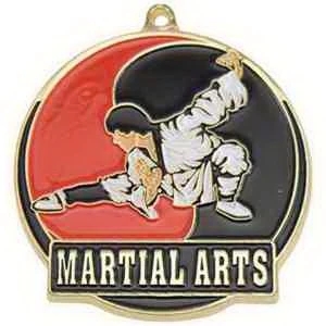 2" Bright Gold Martial Arts High Tech Medallion