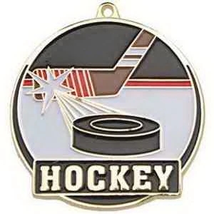 2" Bright Gold Hockey High Tech Medallion