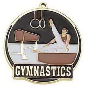 2" Bright Gold Male Gymnastics High Tech Medallion