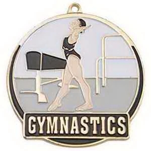 2" Bright Gold Female Gymnastics High Tech Medallion