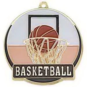 2" Bright Gold Basketball High Tech Medallion