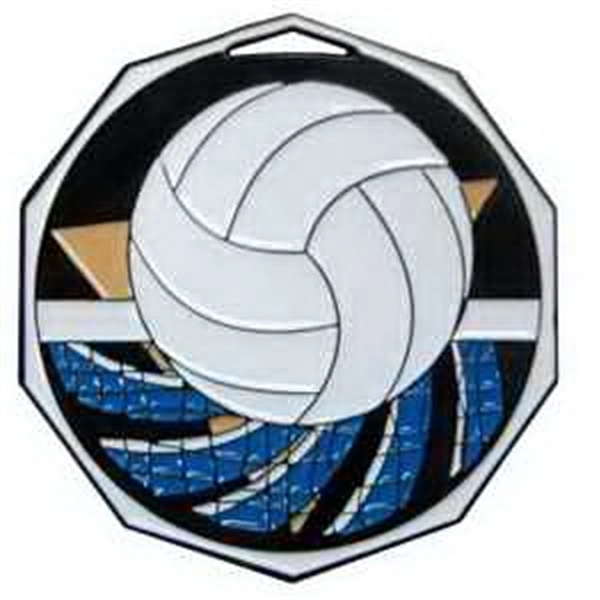 2" Volleyball Decagon Color Medallion - Image 1