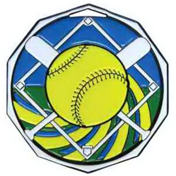 2" Softball Decagon Color Medallion - Image 1