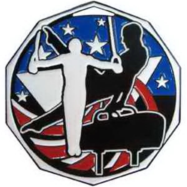 2" Male Gymnastics Decagon Colored Medallion - Image 1