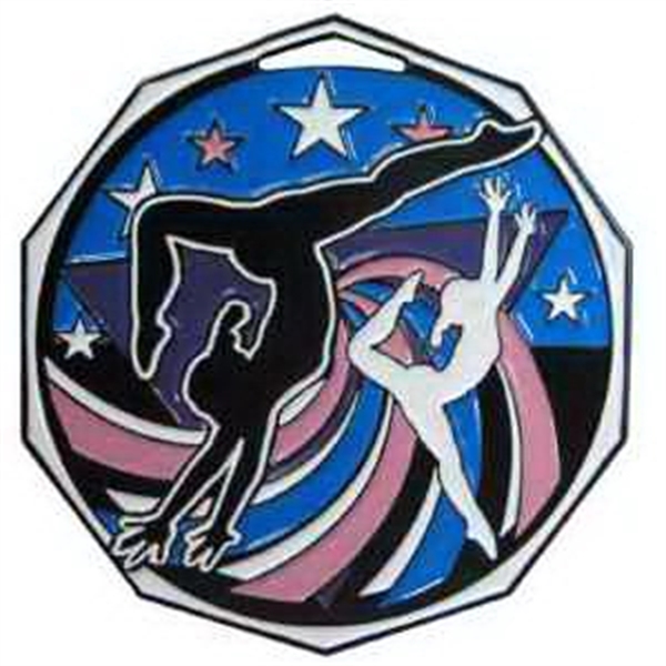 2" Female Gymnastics Decagon Colored Medallion - Image 1
