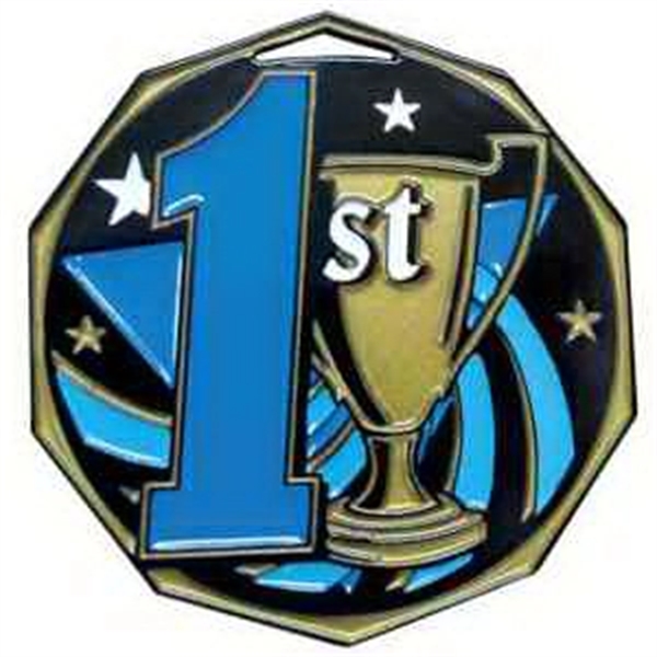 2" 1st Place Decagon Color Medallion - Image 1