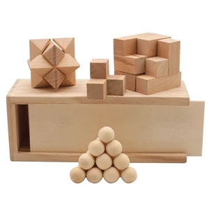 3-in1 Wooden Puzzle Box Set