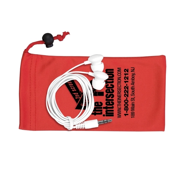 Tuneboom Mobile Tech Earbud Kit in Microfiber Cinch Pouch - Image 6