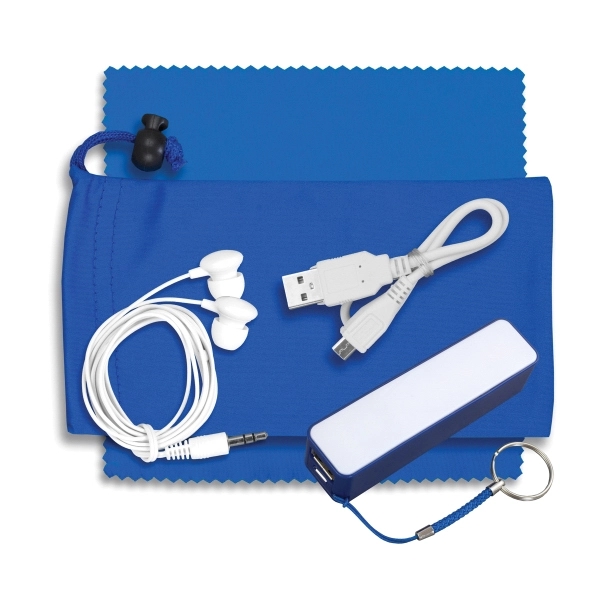 Mobile Tech Power Bank Accessory Kit with Earbuds in Pouch - Image 4