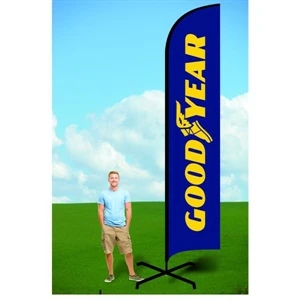 Double-Sided 15' Customized Flag w/ X Stand - Dye Sublimated