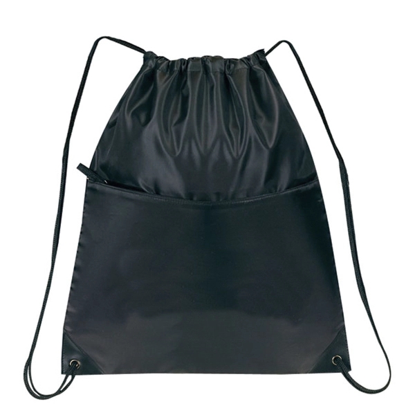 Nylon Zippered Drawstring Backpack - Image 2