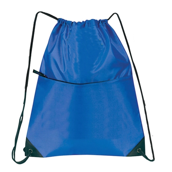 Nylon Zippered Drawstring Backpack - Image 3