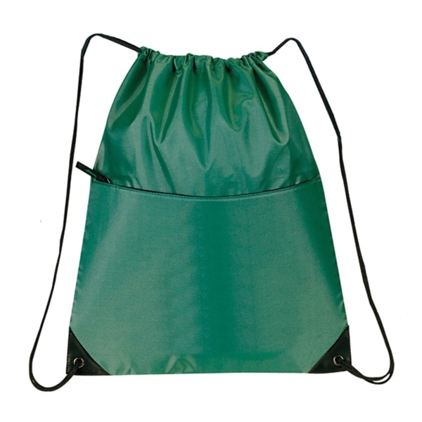 Nylon Zippered Drawstring Backpack - Image 4