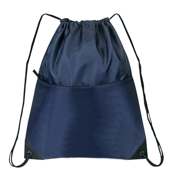 Nylon Zippered Drawstring Backpack - Image 7