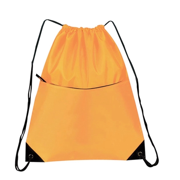 Nylon Zippered Drawstring Backpack - Image 8
