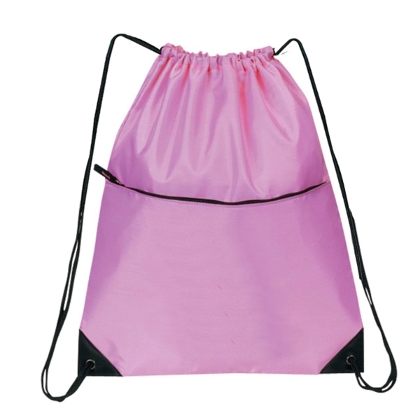 Nylon Zippered Drawstring Backpack - Image 9