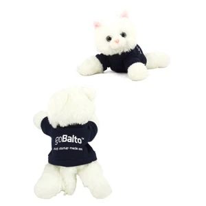 8" Sugar Too Cat with t-shirt and one color imprint