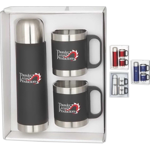 Stainless Steel Mugs and Thermos Gift Set