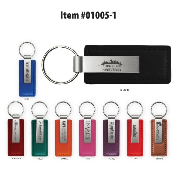 Colored Leather Classic Keychain - Image 1