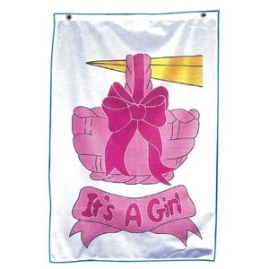 Screen printed It's a Girl stock design flag