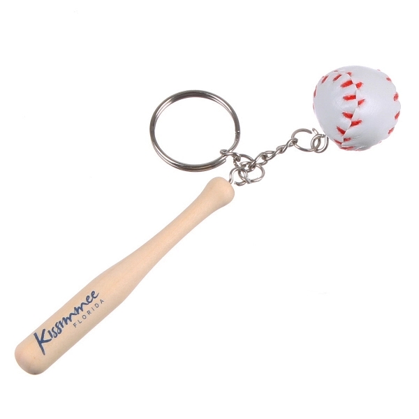 Baseball & Bat Keychain - Image 1