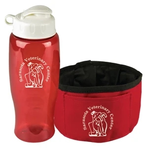 The Thirsty Dog Sports Bottle and Folding Dog Bowl