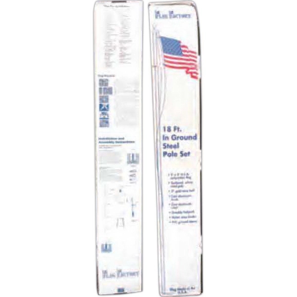 18ft. white steel pole with 3ft. x 5ft. USA flag