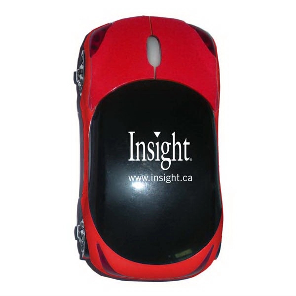 Sporty Car Optical Mouse w/ Headlights & Black Trim Wired - Image 1