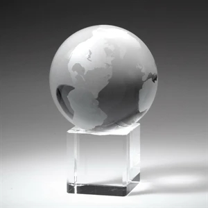 Award- Crystal Globe on Cube 3-3/8"