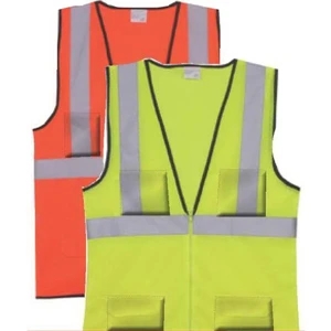 L/XL Yellow Solid Zipper Safety Vest