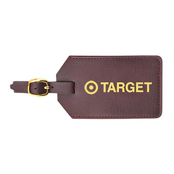 Leather Luggage Tag with Flap - Image 2