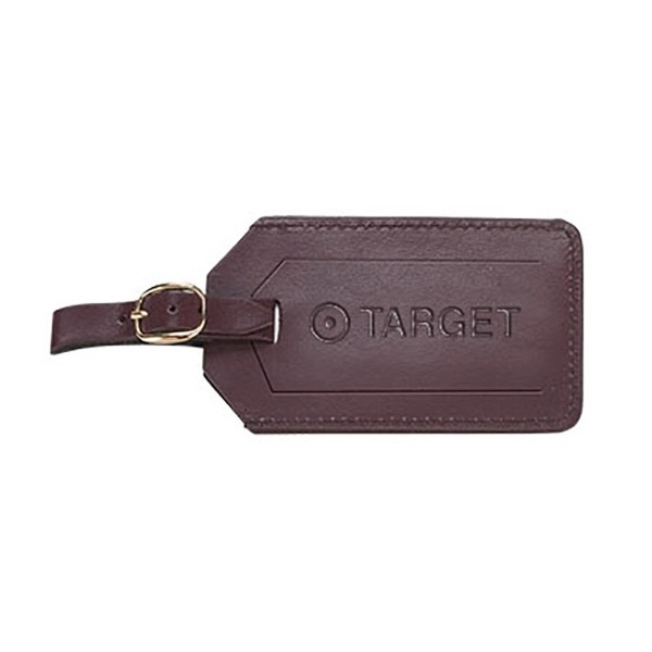 Leather Luggage Tag with Flap - Image 3