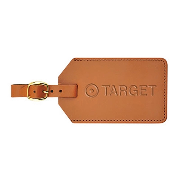Leather Luggage Tag with Flap - Image 1