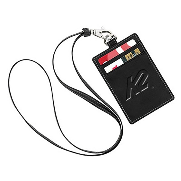 Leather ID Holder with Neck Cord - Image 2