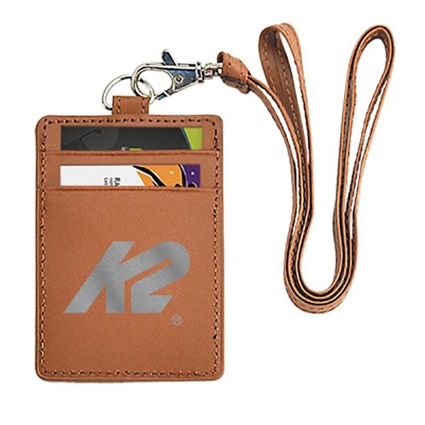 Leather ID Holder with Neck Cord - Image 1