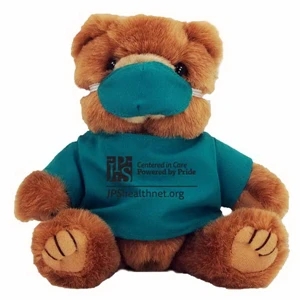 8" Teal Blue Scrub Bear with one color imprint
