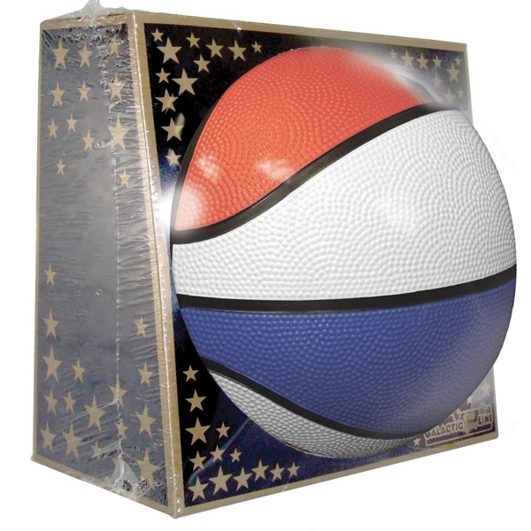 Full Size Rubber Basketball - Red, White, Blue - Image 2