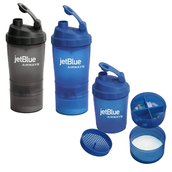 17 oz. FITNESS SHAKER CUP WITH COMPARTMENT - Image 1