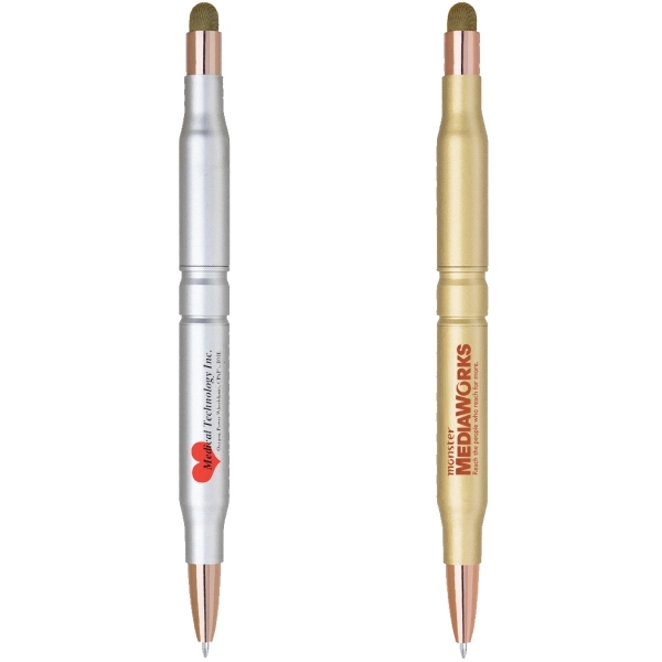 Brass Bullet Shape Stylus Ballpoint Pen - Image 1