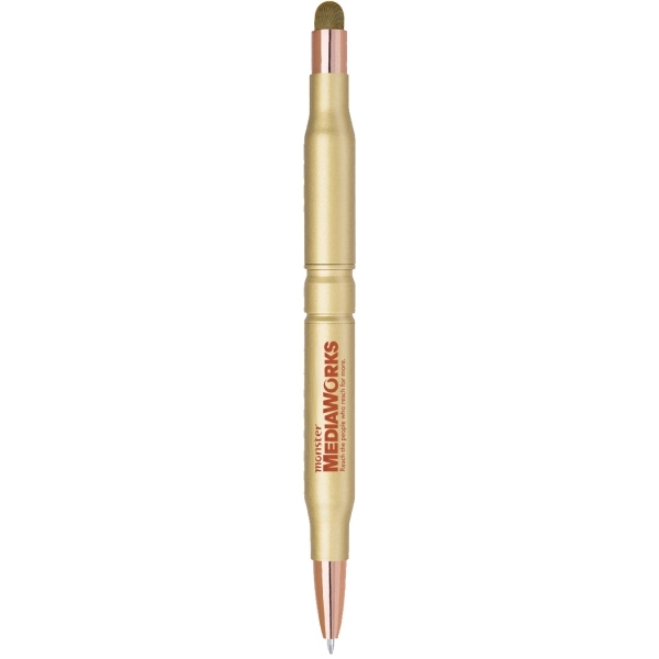 Brass Bullet Shape Stylus Ballpoint Pen - Image 3