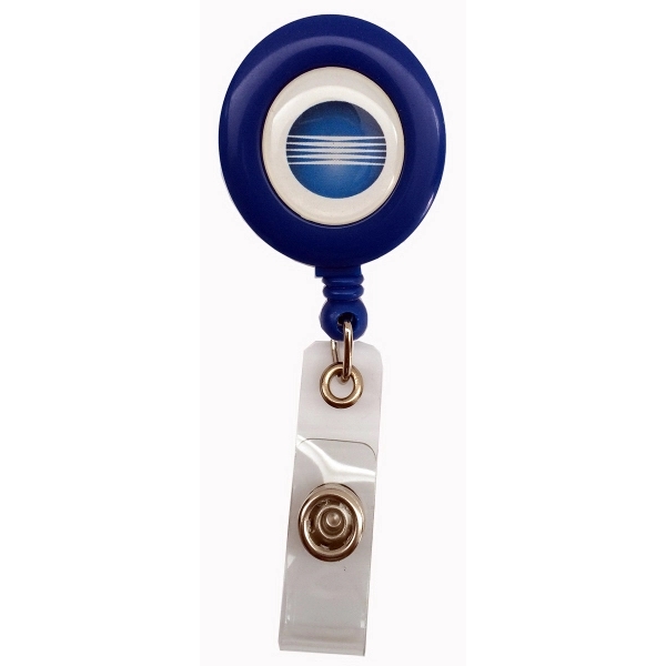 Round Retractable Badge Reel w/ Bulldog Clip on backing - Image 2