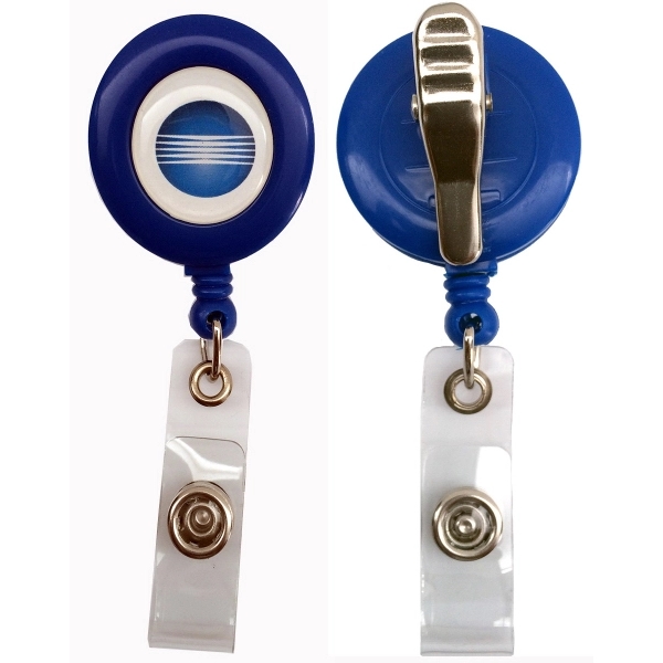 Round Retractable Badge Reel w/ Bulldog Clip on backing - Image 4