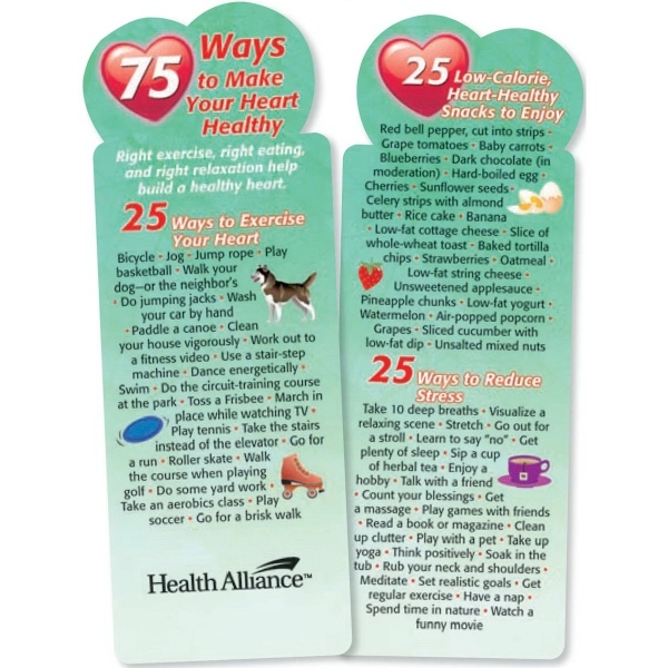 75 Ways To Make Your Heart Healthy Deluxe Die-Cut Bookmark