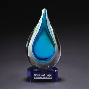 Fusion Art Glass Award w/ Blue Base