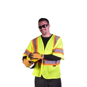 Class 3 Two Tone Hook & Loop Safety Vest - Lime