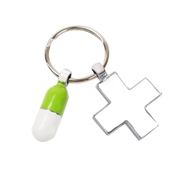 Metal Enamel Health Cross and Pill Keychain - Image 4
